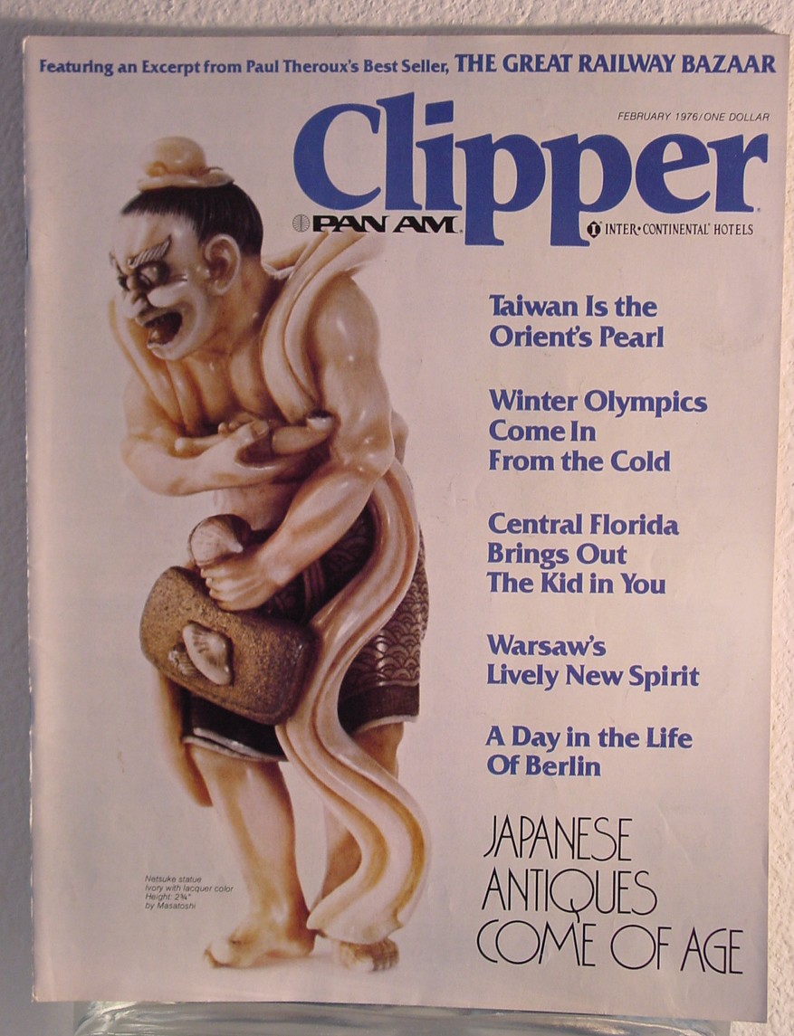 1976 February Clipper in-flight Magazine with a cover story on Asian art.